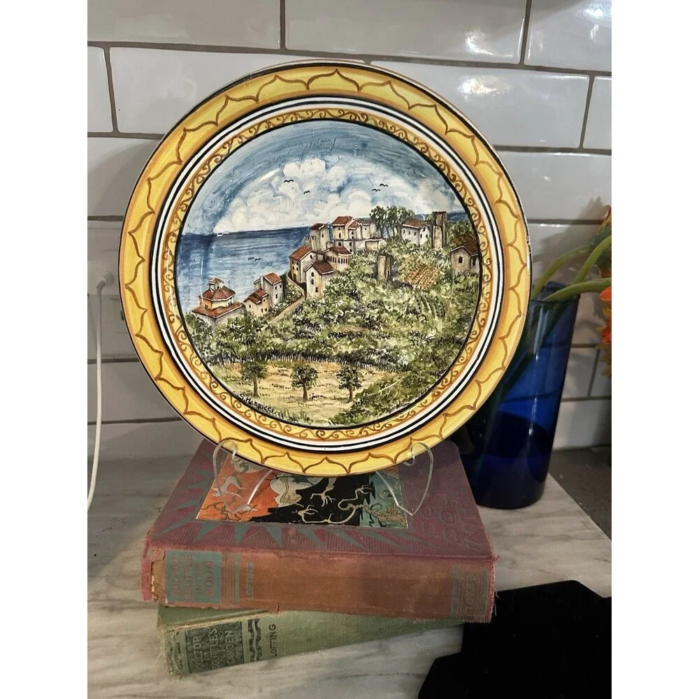 Vietri Pottery 10” Wall Plate Sorrento Scenery Landscape Hand painted Italy
